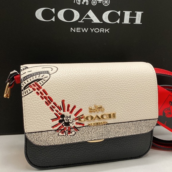 Coach Disney Mickey Mouse X Keith Haring Mini Brynn Crossbody Leather Purse Bag - Picture 2 of 8